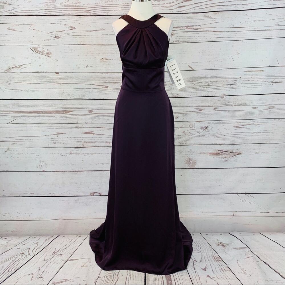 Lazaro NEW dark purple long gown
